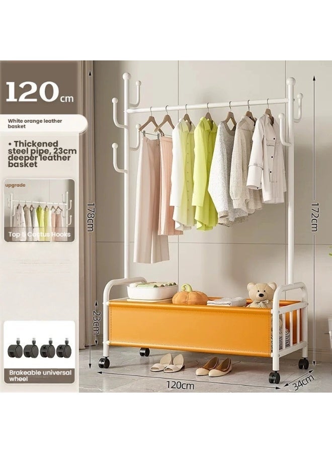 POWER Lightweight and luxurious Italian floor-standing clothes rack, bedroom clothes rack with basket, portable multi-functional luxury clothes rack, suitable for home storage and organization (120CM). - Image 2